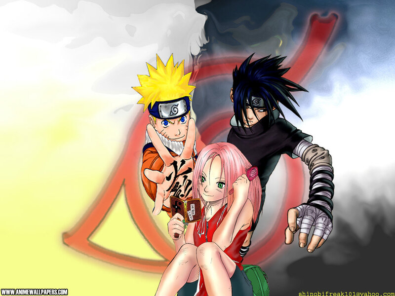 Three Anime Characters — Yellow, Dramatic, Chakra Symbol