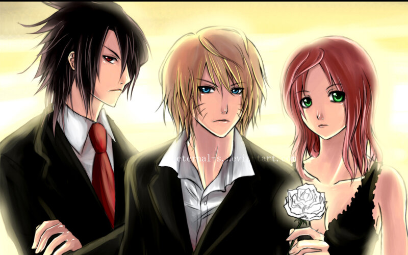 Three Anime Characters — Yellow, Dramatic, Sunset, Suit
