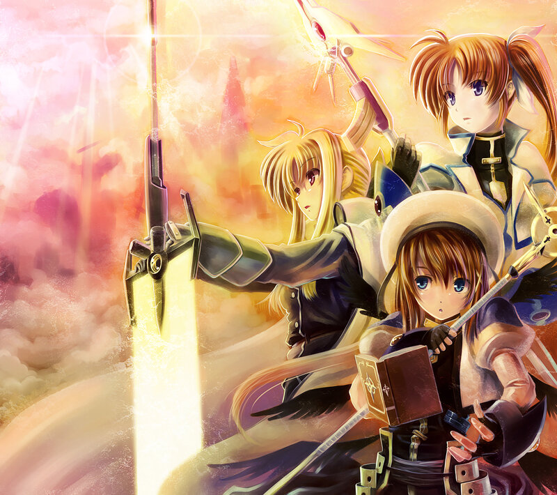 Three Anime Characters — Yellow, Dramatic, Sunset
