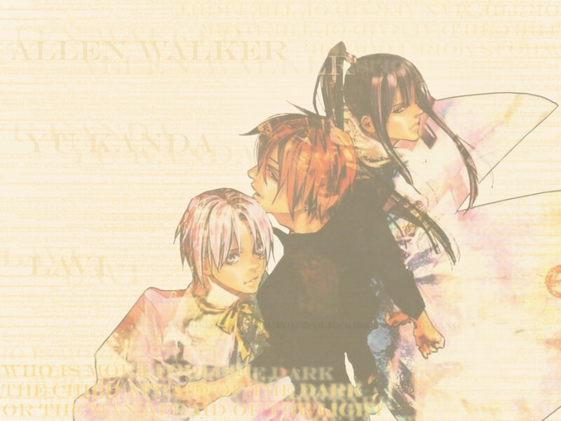 Three Anime Characters — Yellow, Dramatic, Text Overlay