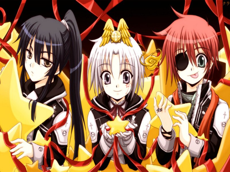 Three Anime Characters — Yellow, Festive