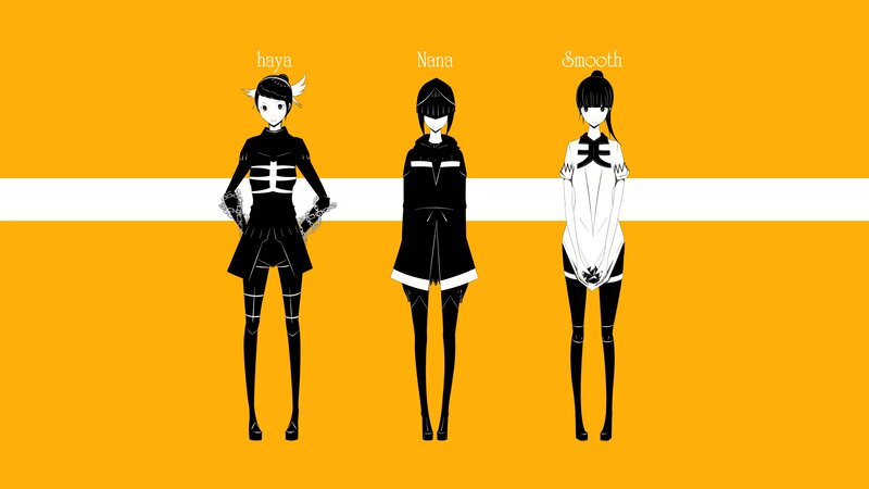 Three Anime Characters — Yellow, Neutral, Text