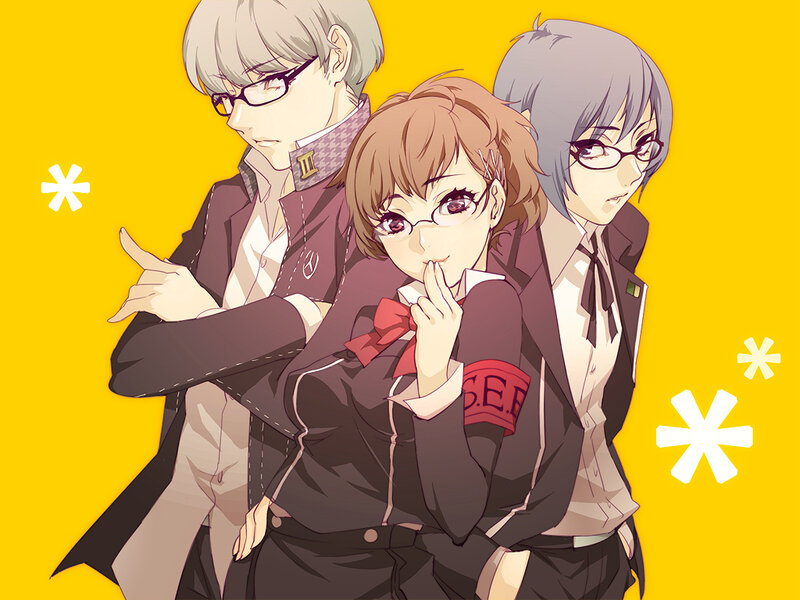 Three Anime Characters — Yellow, Playful, School Uniforms