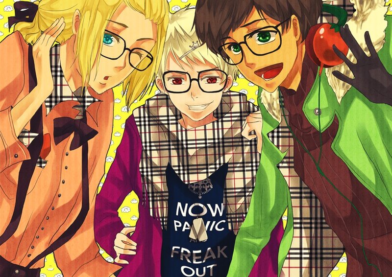 Three Anime Characters — Yellow, Playful