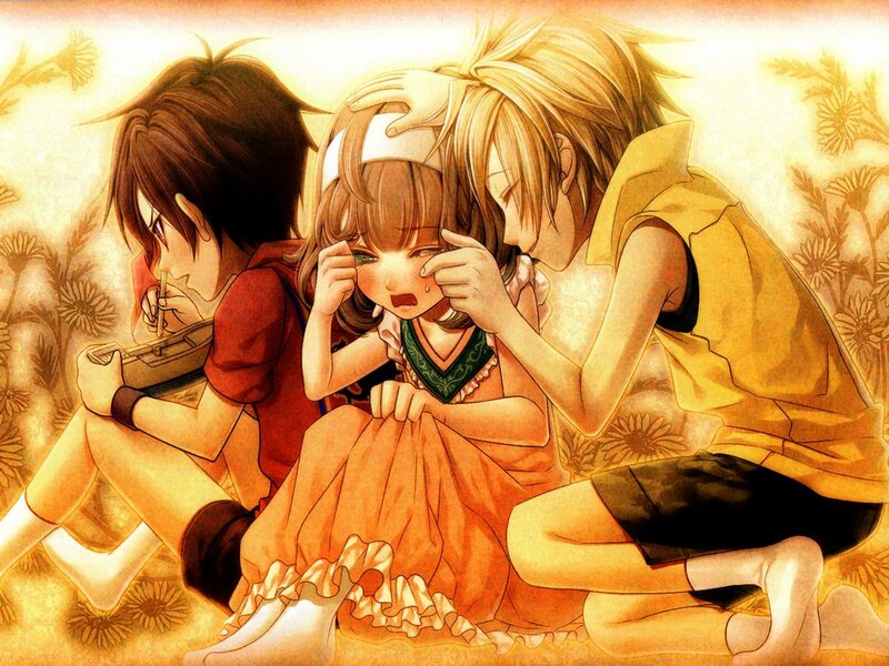 Three Anime Characters — Yellow, Warm