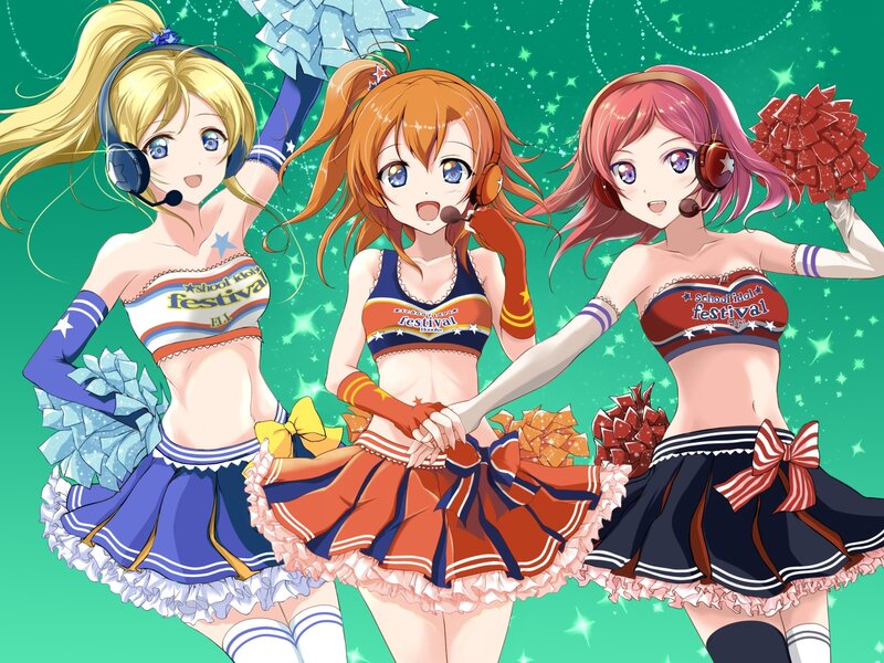 Three Anime Cheerleaders — Green