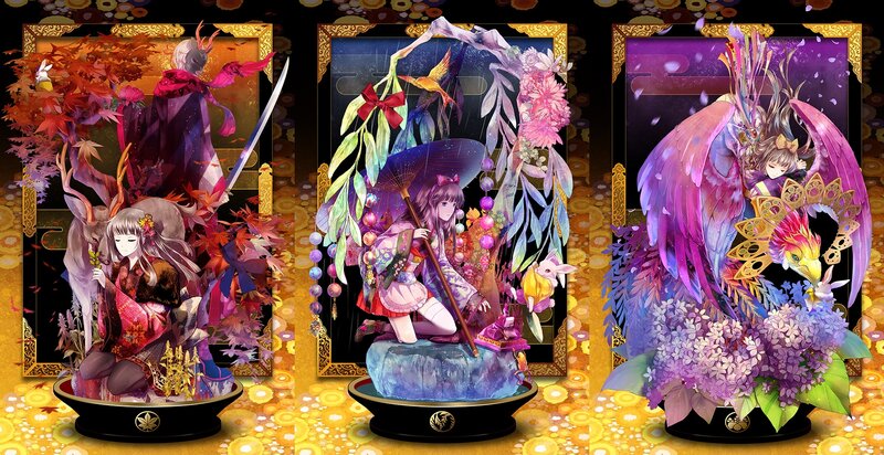 Three Anime Figures in Displays