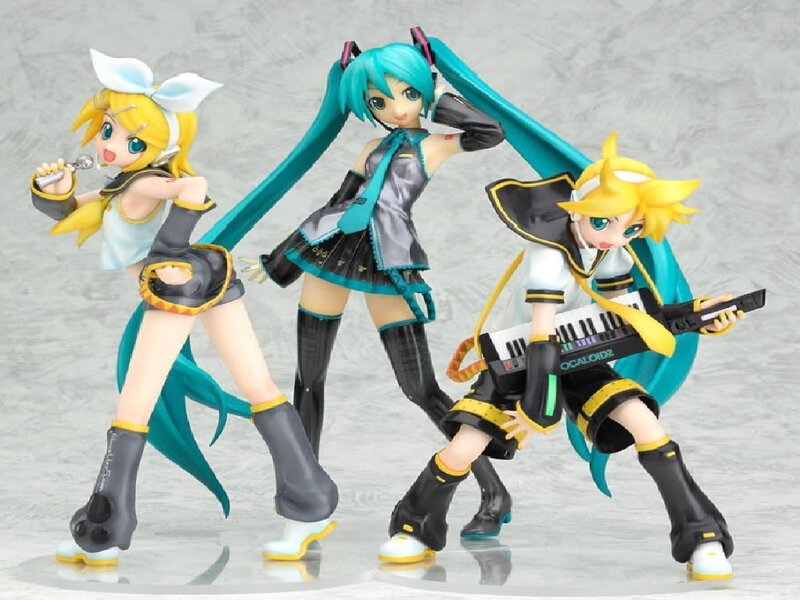 Three Anime Figurines — Blue