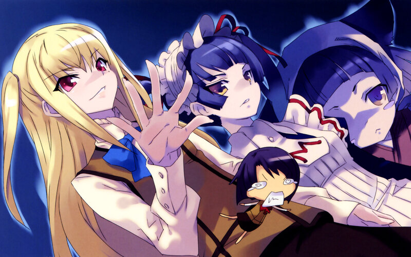 Three Anime Girls and a Doll