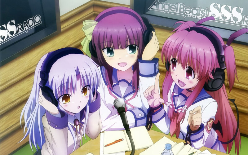 Three Anime Girls at Radio Desk