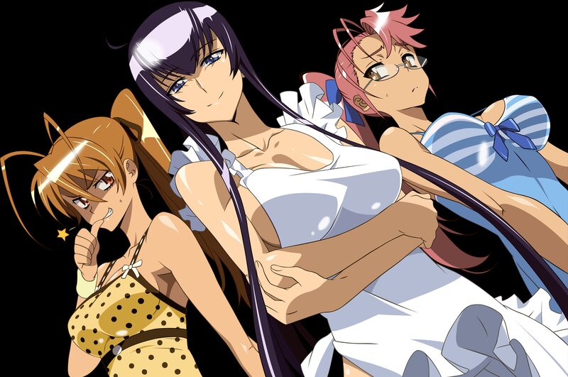 Three Anime Girls — Black, Dramatic, Cat Ears