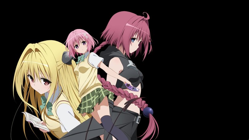 Three Anime Girls — Black, Dramatic, School Uniform