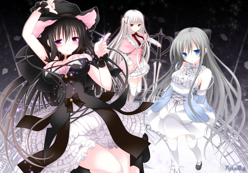 Three Anime Girls — Black, Fantasy
