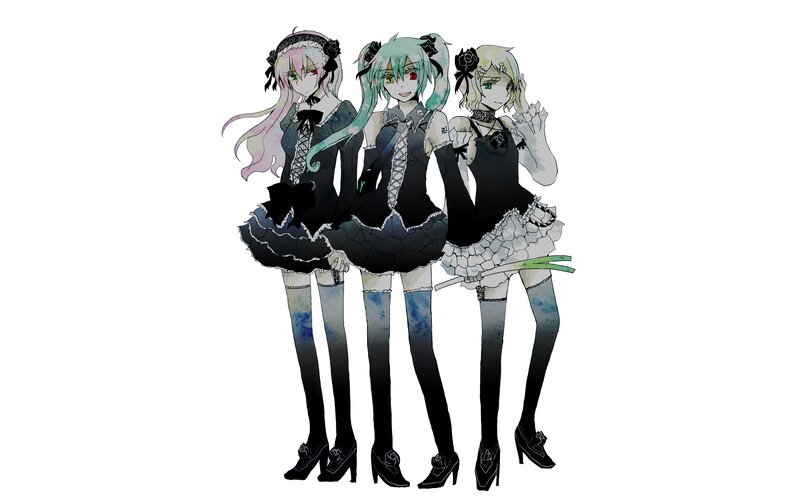 Three Anime Girls — Black, Neutral, Dresses