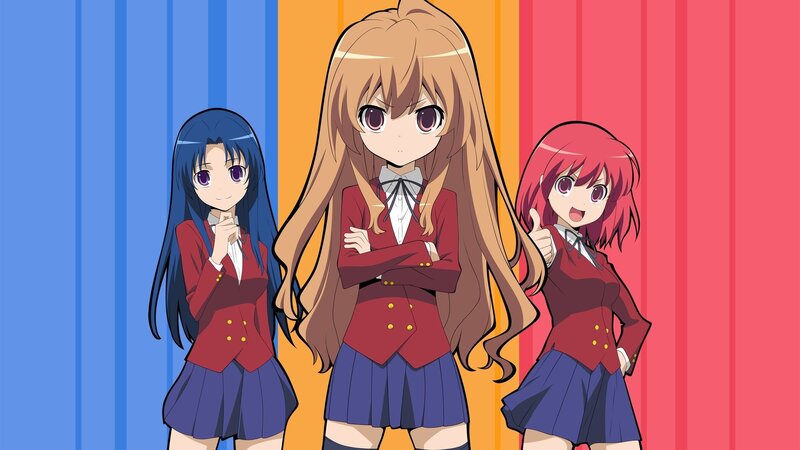 Three Anime Girls — Blue, Confident, School Uniform