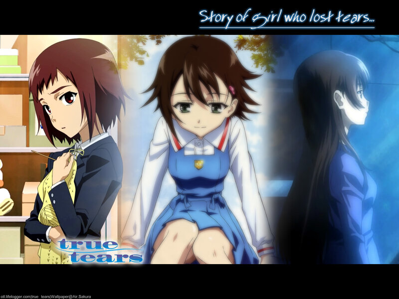 Three Anime Girls — Blue, Dramatic, Afternoon, School Uniform