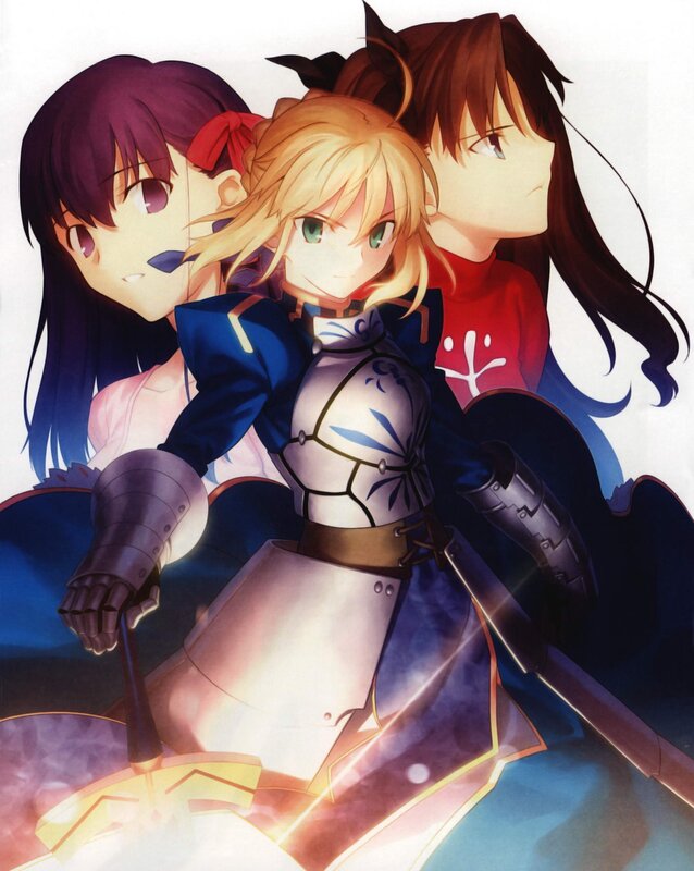 Three Anime Girls — Blue, Dramatic, Armor
