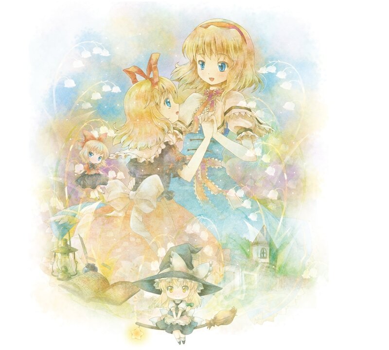 Three Anime Girls — Blue, Dreamy