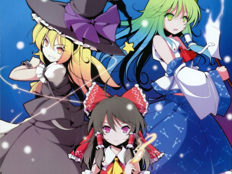 Three Anime Girls — Blue, Magical