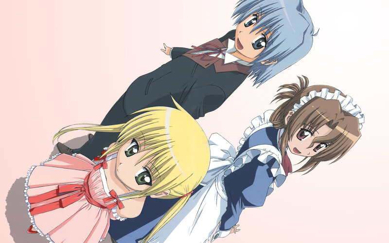 Three Anime Girls — Blue, Playful, School Uniform