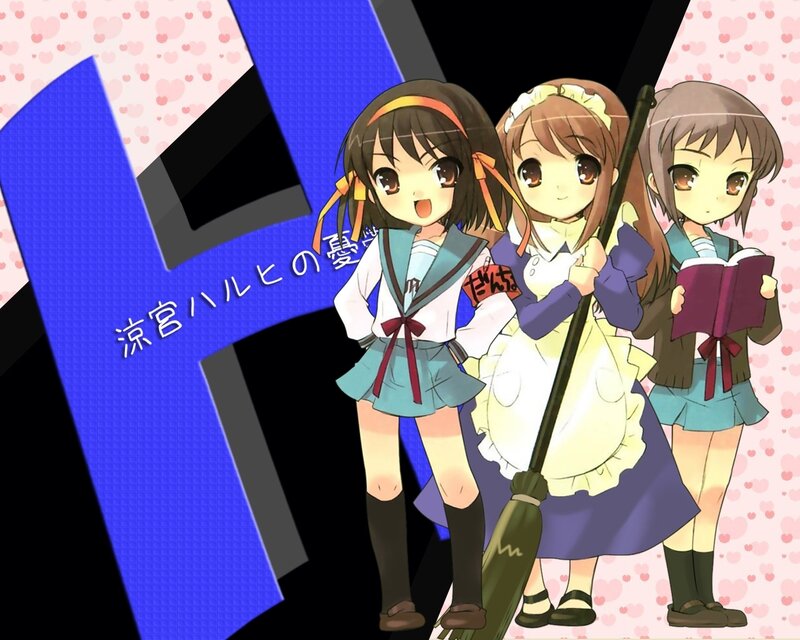 Three Anime Girls — Blue, Playful, School Uniforms