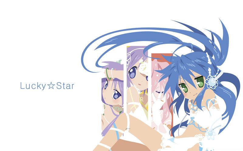 Three Anime Girls — Blue, Playful