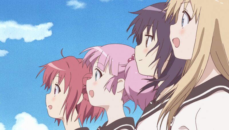 Three Anime Girls — Blue, Serene, Afternoon
