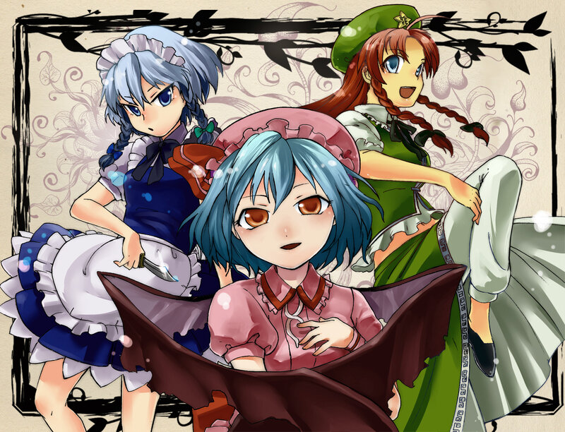 Three Anime Girls — Blue