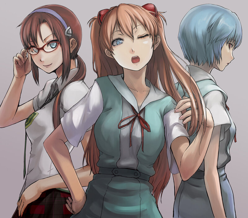 Three Anime Girls — Brown, Neutral, School Uniform