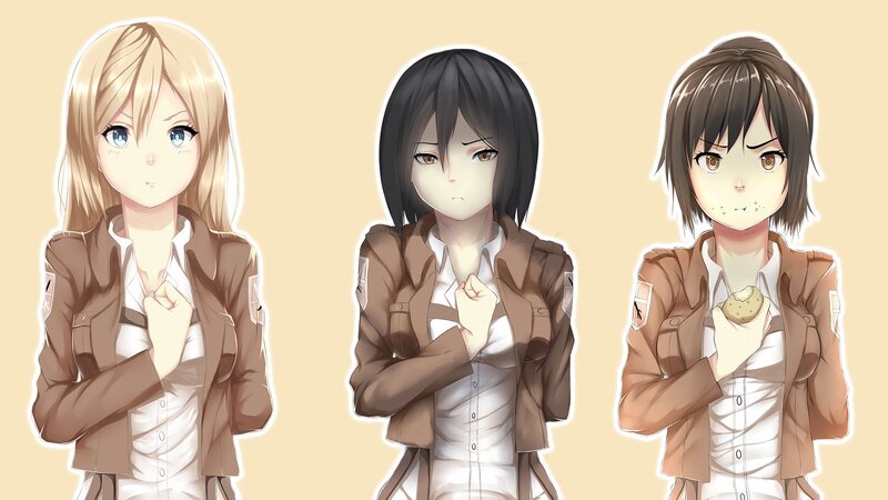 Three Anime Girls — Brown, Neutral, Uniforms