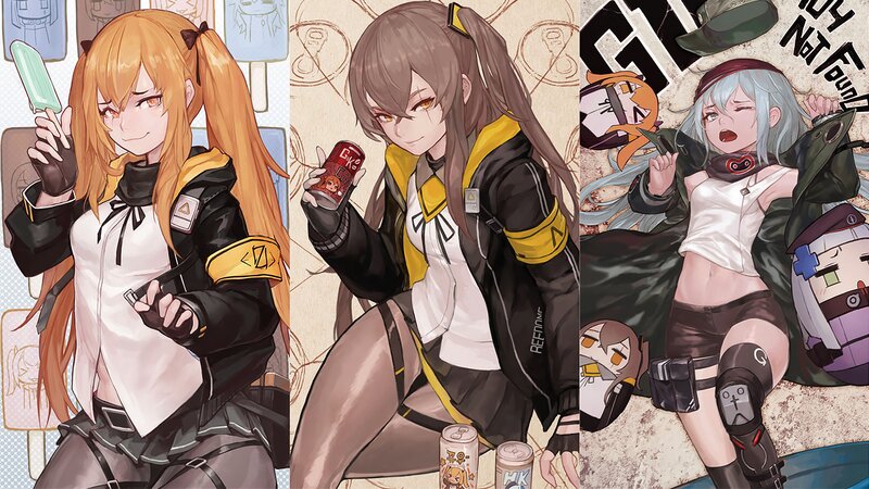 Three Anime Girls — Brown, Playful, Cans