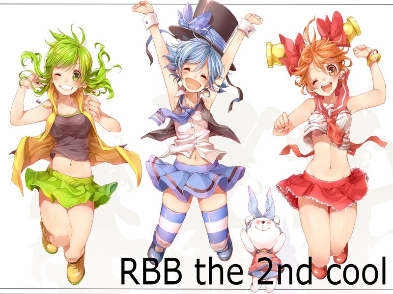 Three Anime Girls Dancing — Blue, Energetic