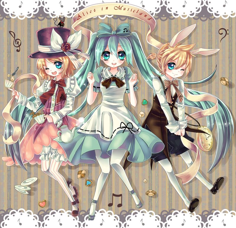 Three Anime Girls Dancing — Blue, Playful