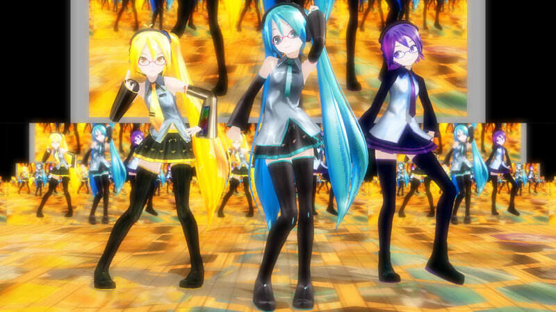 Three Anime Girls Dancing — Blue