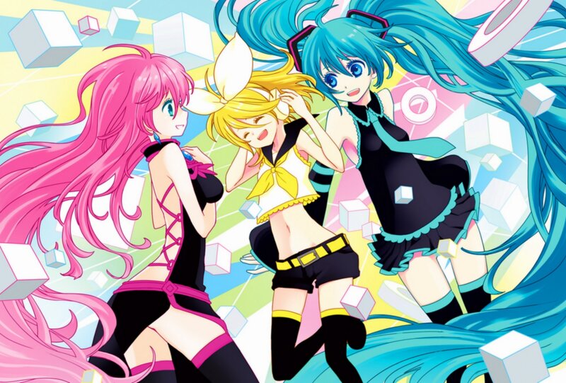 Three Anime Girls Dancing — Pink, Energetic