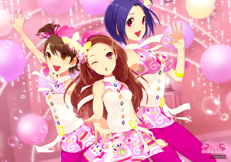 Three Anime Girls Dancing — Pink