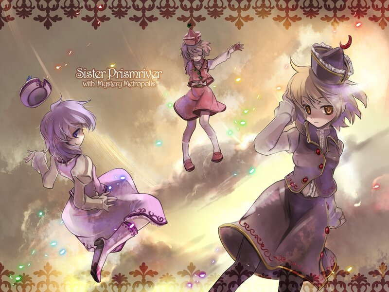 Three Anime Girls Dancing — Purple, Dreamy