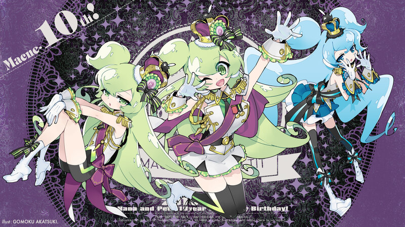 Three Anime Girls Dancing — Purple, Festive, Crown