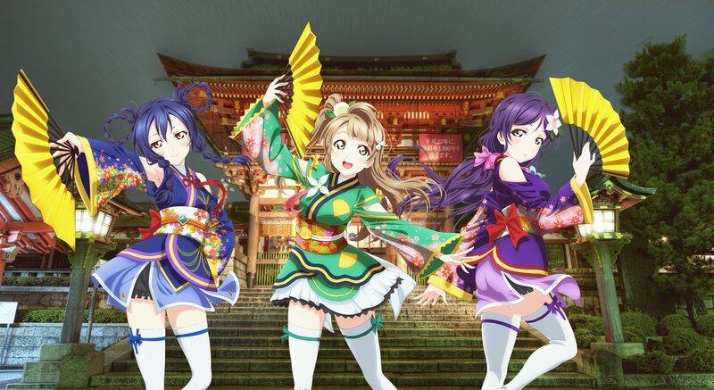 Three Anime Girls Dancing — Purple, Festive, Night