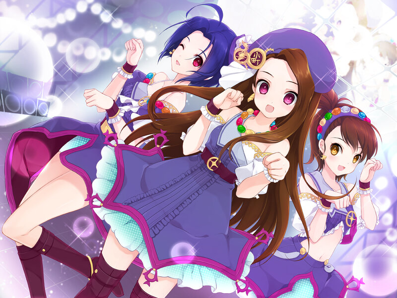 Three Anime Girls Dancing — Purple