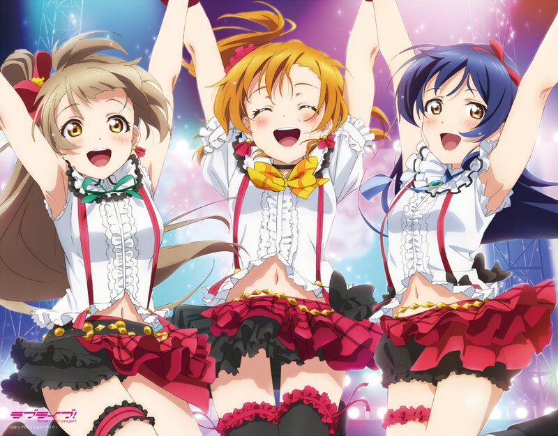 Three Anime Girls Dancing — White, Energetic
