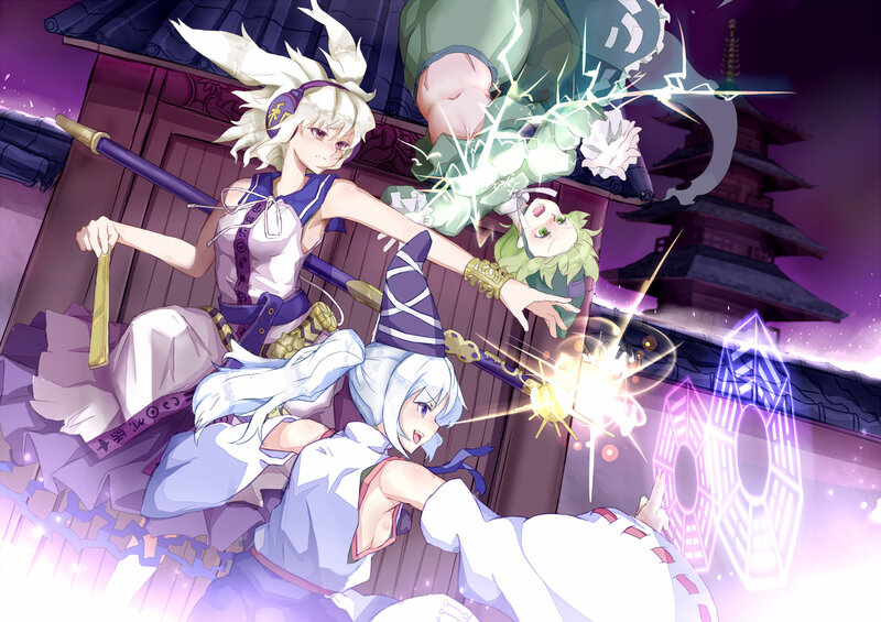 Three Anime Girls Fighting