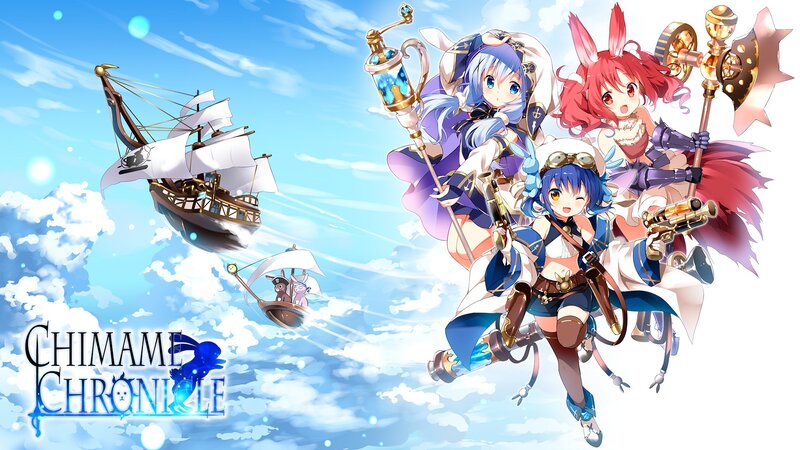 Three Anime Girls Flying
