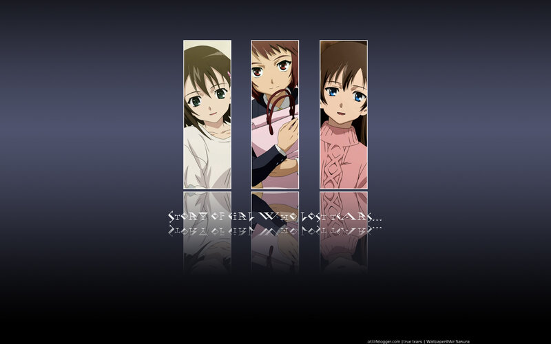 Three Anime Girls — Gray, Dramatic