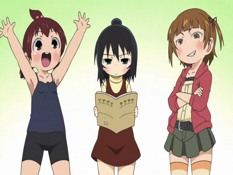 Three Anime Girls — Green