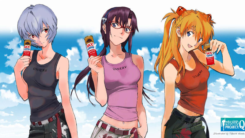 Three Anime Girls Holding Coffee