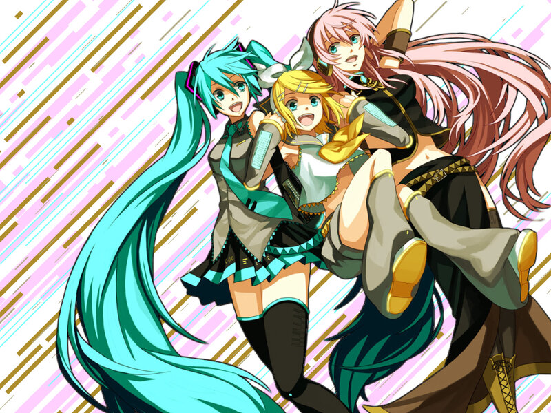 Three Anime Girls Hugging — Cyan