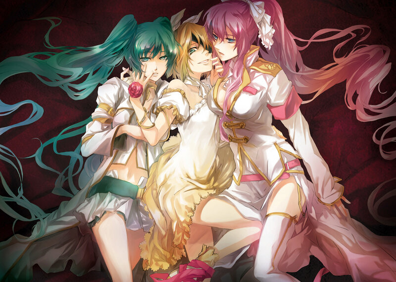 Three Anime Girls Hugging — Pink, Dramatic