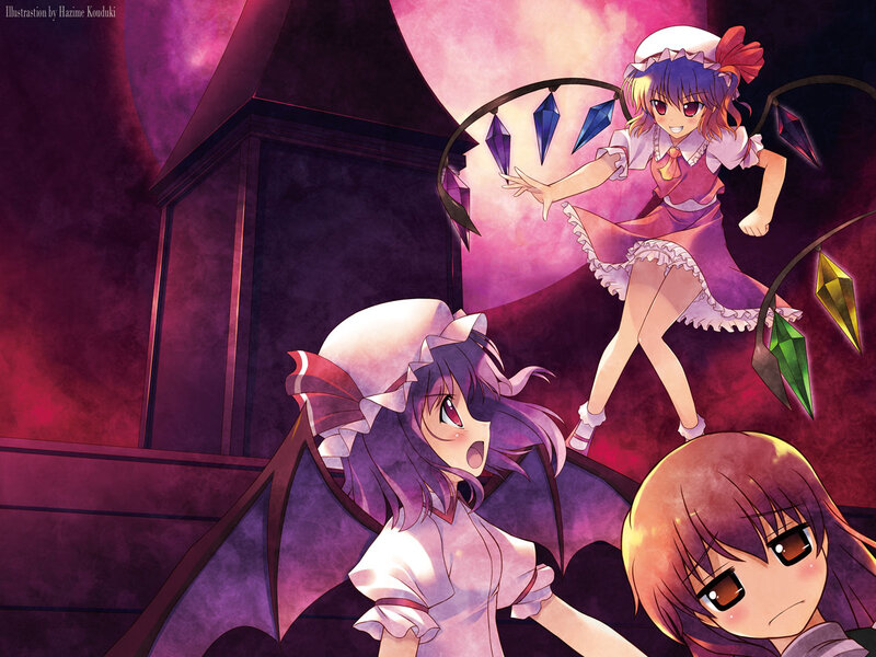 Three Anime Girls in a Castle