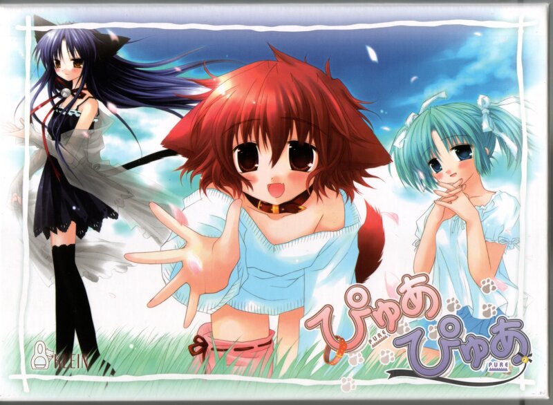 Three anime girls in a field